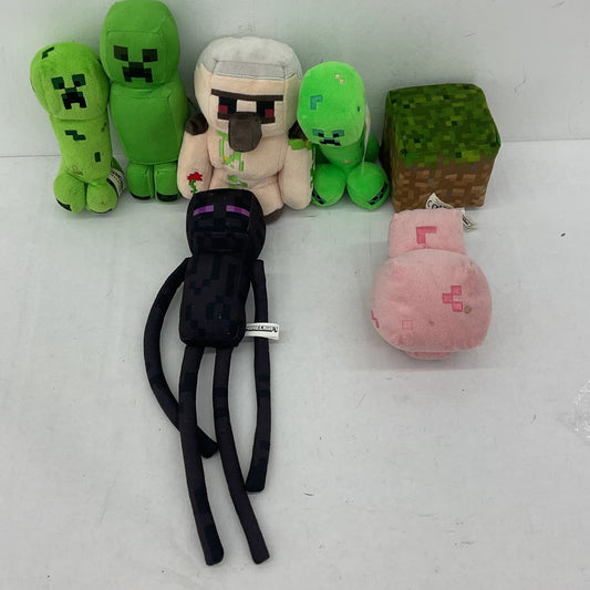 Minecraft Green Black Pink Stuffed Animal Plush Toy Lot - Warehouse Toys