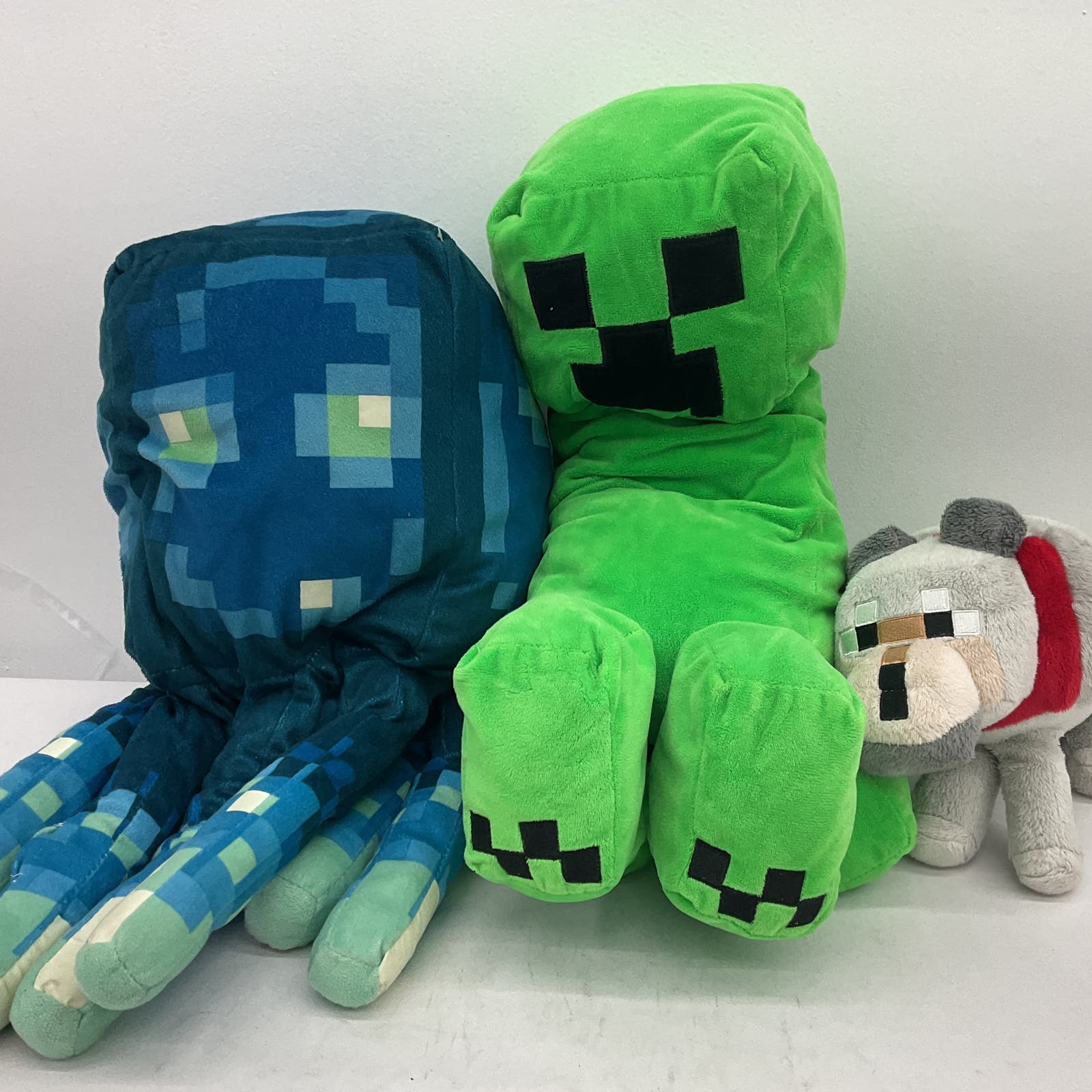 Minecraft Green Blue Gray Stuffed Animal Plush Toy Lot of 3 - Warehouse Toys