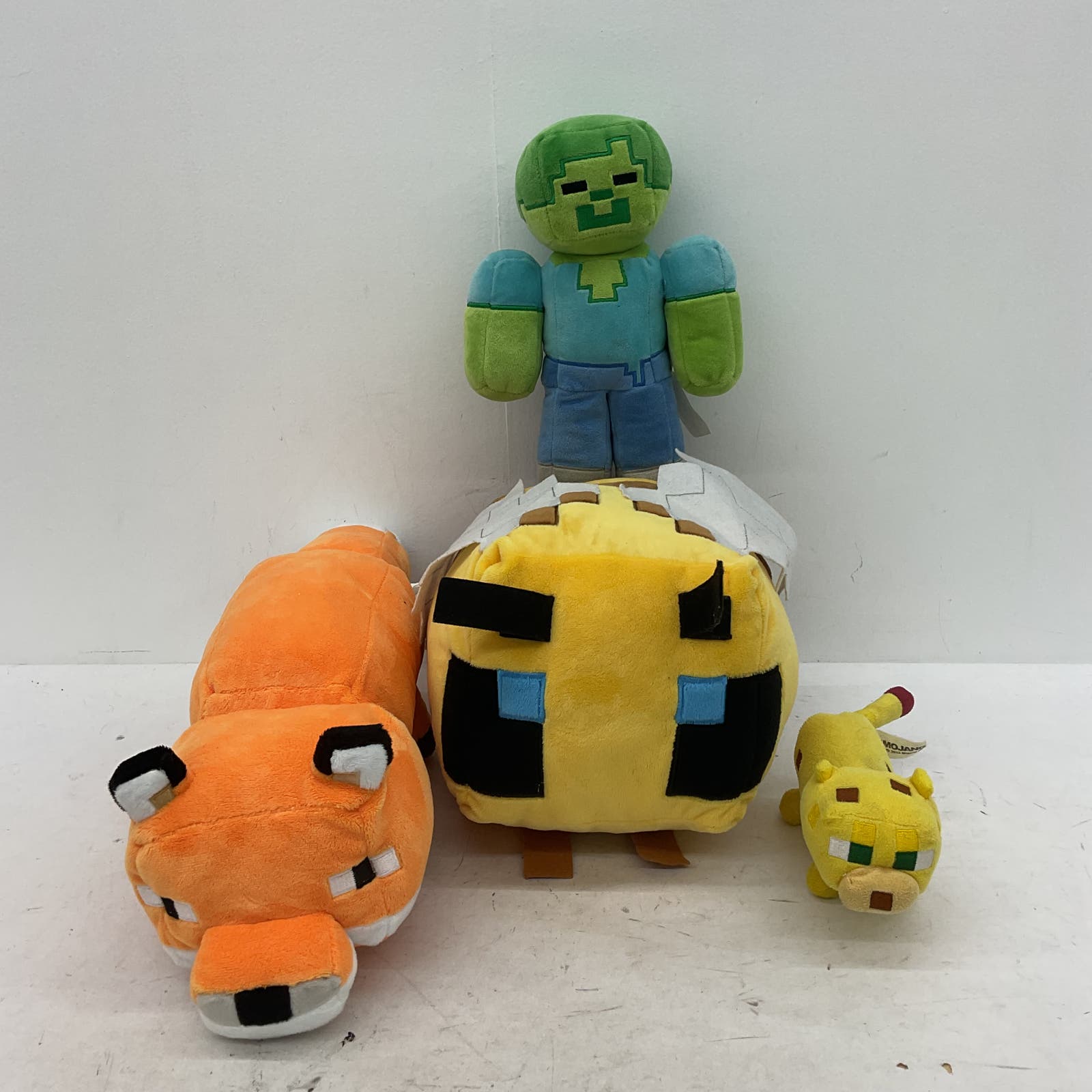 Minecraft Green Man Fox Bee Stuffed Animal Plush Toy Lot - Warehouse Toys