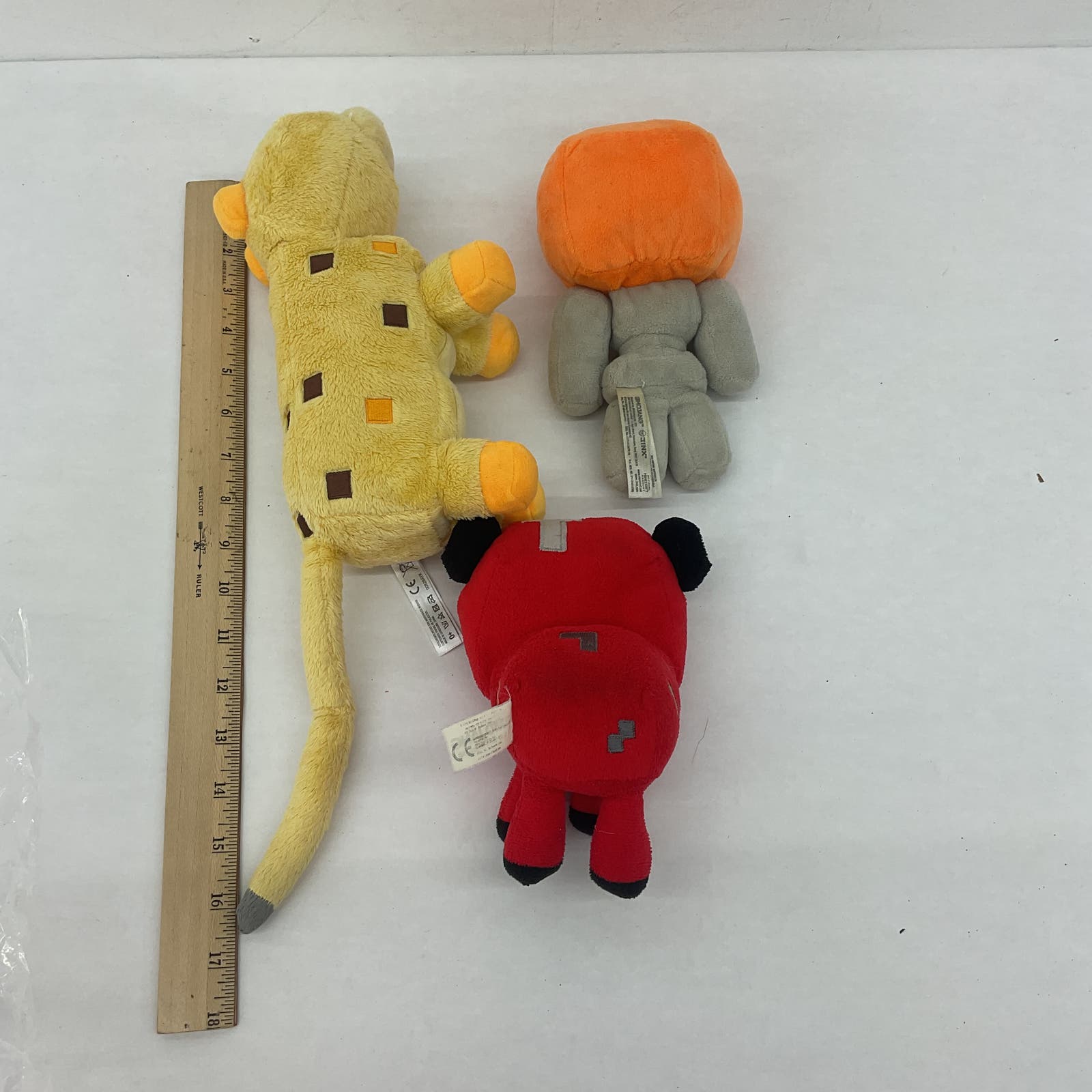 Minecraft Multicolor Stuffed Animals Lot of 3 Red Yellow Orange - Warehouse Toys