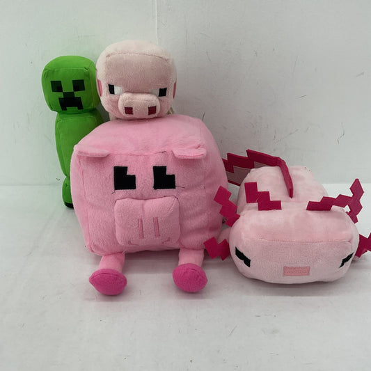 Minecraft Pink Green Pig Stuffed Animal Plush Toy Lot - Warehouse Toys