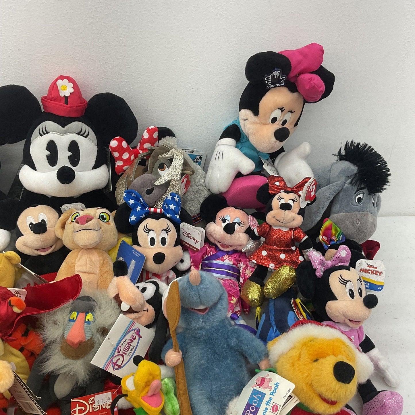 Mixed 12 lbs LOT Disney Character Plush Preowned Minnie Mouse Lion King Pooh - Warehouse Toys