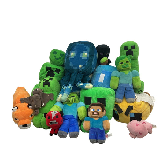 Mixed 13 lbs LOT Minecraft Character Plush Dolls Stuffed Animals Preowned Zombie - Warehouse Toys