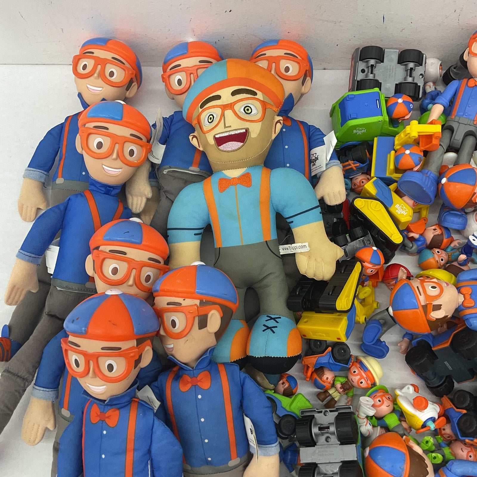 Mixed 17 lbs Preowned LOT Blippi Character Toy Figures Plush Dolls Vehicles Toys - Warehouse Toys