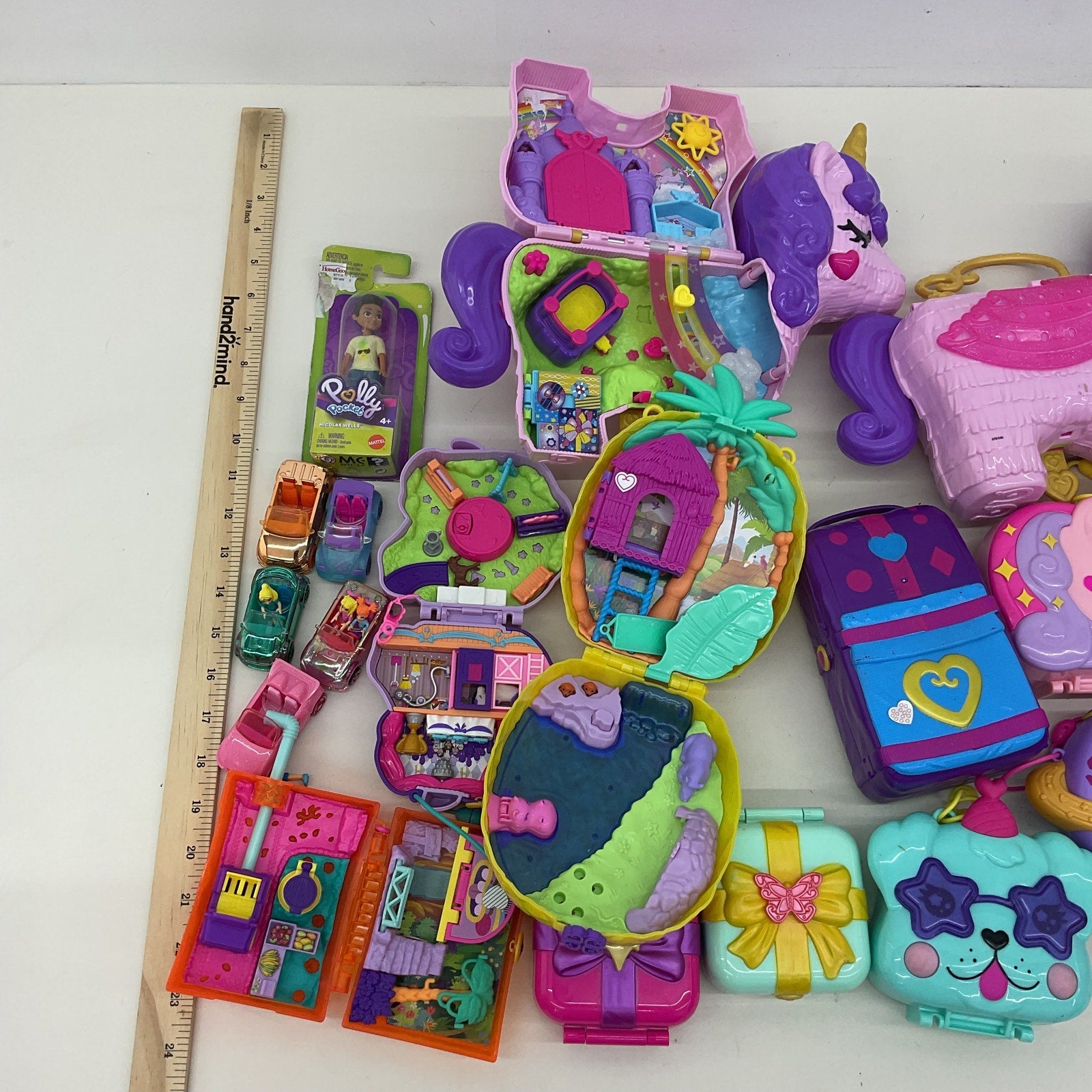 Mixed 8 lbs Polly Pocket Playsets ONLY Unicorn Pineapple Planets Cases Storage - Warehouse Toys