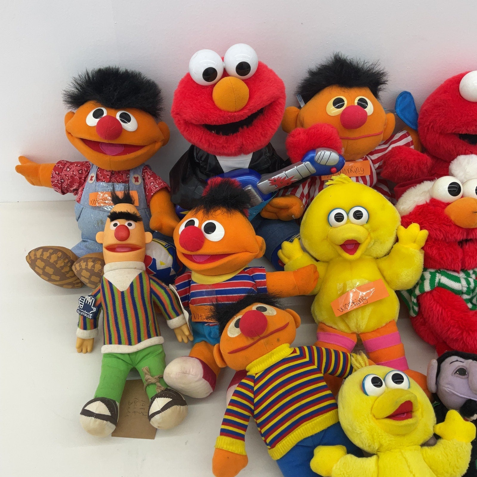 Mixed 8 lbs Sesame Street Character Plush Dolls Tyco Big Bird Elmo Ernie Bert - Warehouse Toys