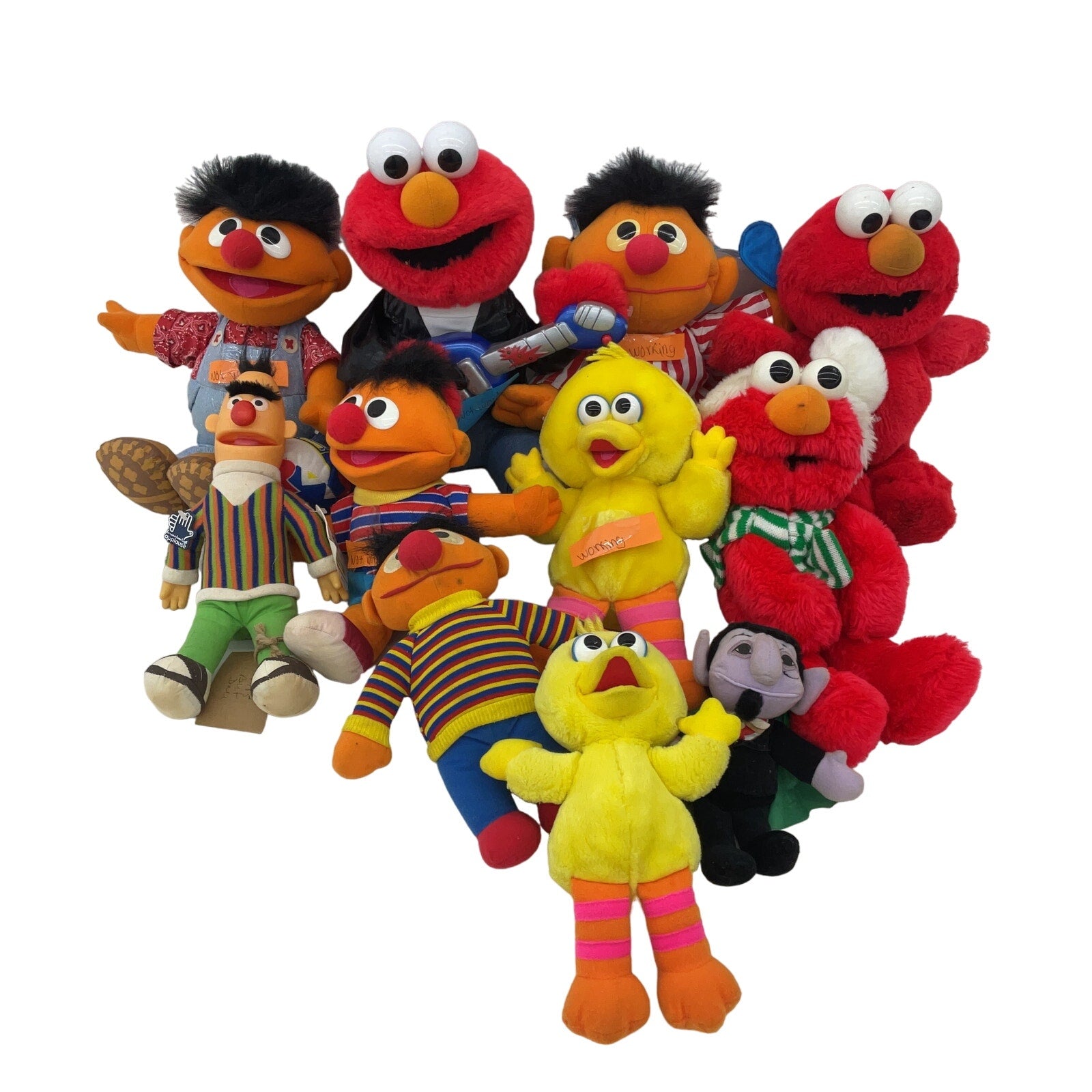 Mixed 8 lbs Sesame Street Character Plush Dolls Tyco Big Bird Elmo Ernie Bert - Warehouse Toys