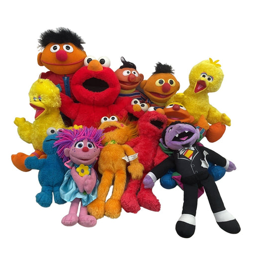 Mixed Assorted Sesame Street Tyco Character Plush Dolls Elmo Big Bird The Count - Warehouse Toys