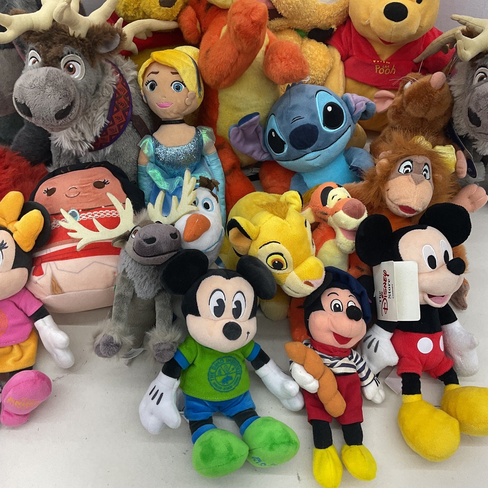 Mixed Character Disney Preowned LOT 13 lbs Plush Dolls Toys Frozen Eeyore Minnie - Warehouse Toys