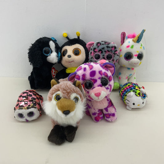 Mixed CUTE TY Beanie Boos Babies Stuffed Animal Plush LOT Cat Bee Dog Owl Fox - Warehouse Toys