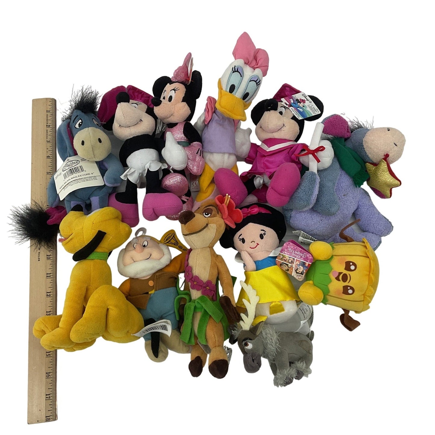 Mixed Disney Character Plush Doll LOT Pluto Snow White Eeyore Daisy Duck Timon - Warehouse Toys