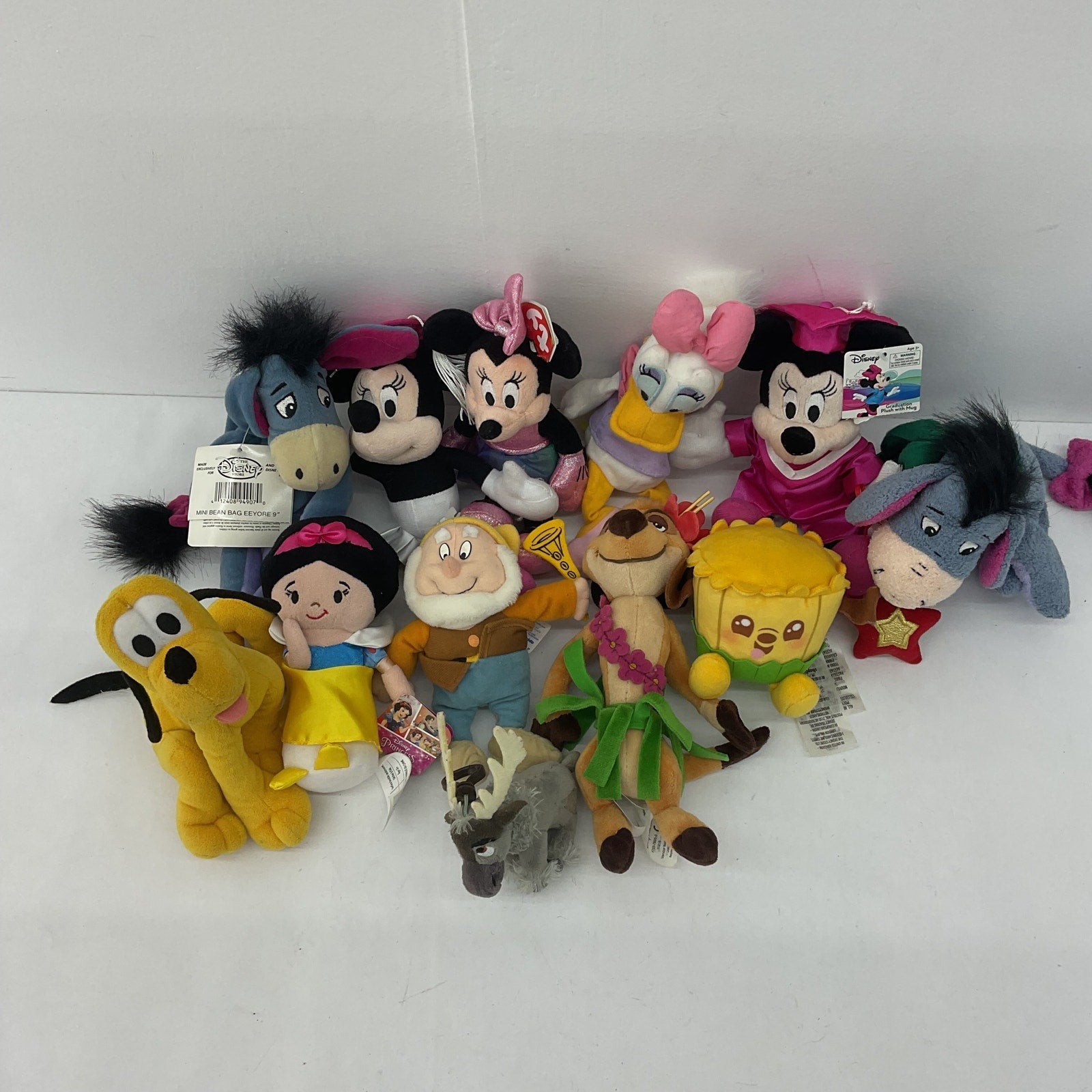 Mixed Disney Character Plush Doll LOT Pluto Snow White Eeyore Daisy Duck Timon - Warehouse Toys