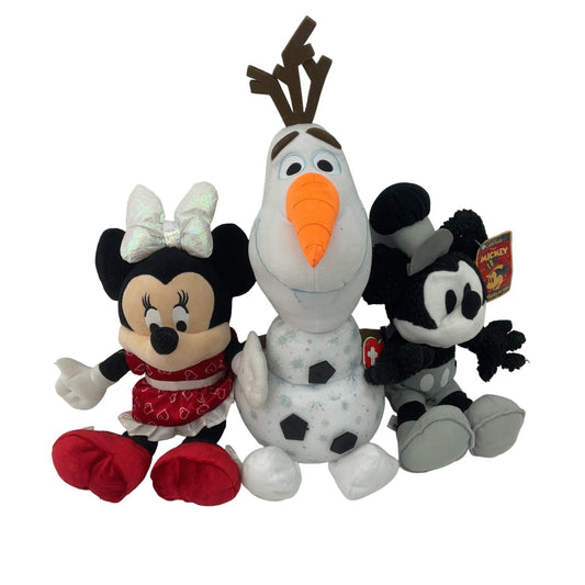 Mixed Disney Plush LOT Olaf Snowman Steamboat Willie Mickey Minnie Mouse - Warehouse Toys