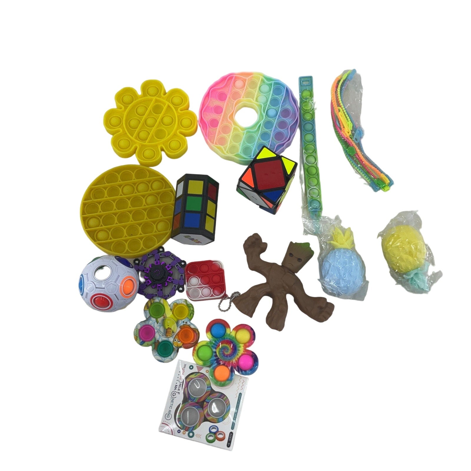 Mixed Fidget Sensory Colorful Stress Relieving Toys Spinners Pop Its Stress Ball - Warehouse Toys