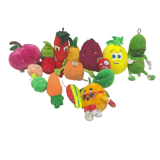 Mixed Fruits Veggies Vegetables Plush Dolls Stuffed Animals Preowned LOT 5 lbs - Warehouse Toys