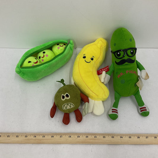 Mixed FUN LOT Vegetable Veggie Plush Dolls Pickle Banana Peas in Pod Green Funky - Warehouse Toys