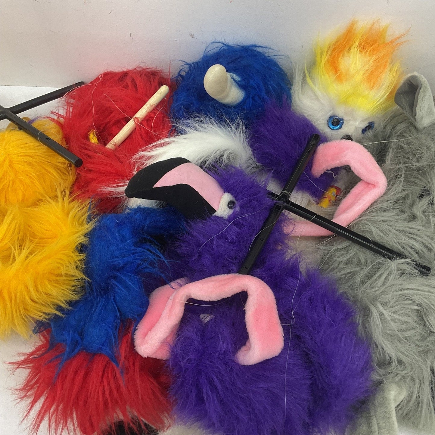 Mixed Furry Monster Marionette Plush Hand Puppets Mixed Preowned LOT 5 lbs - Warehouse Toys