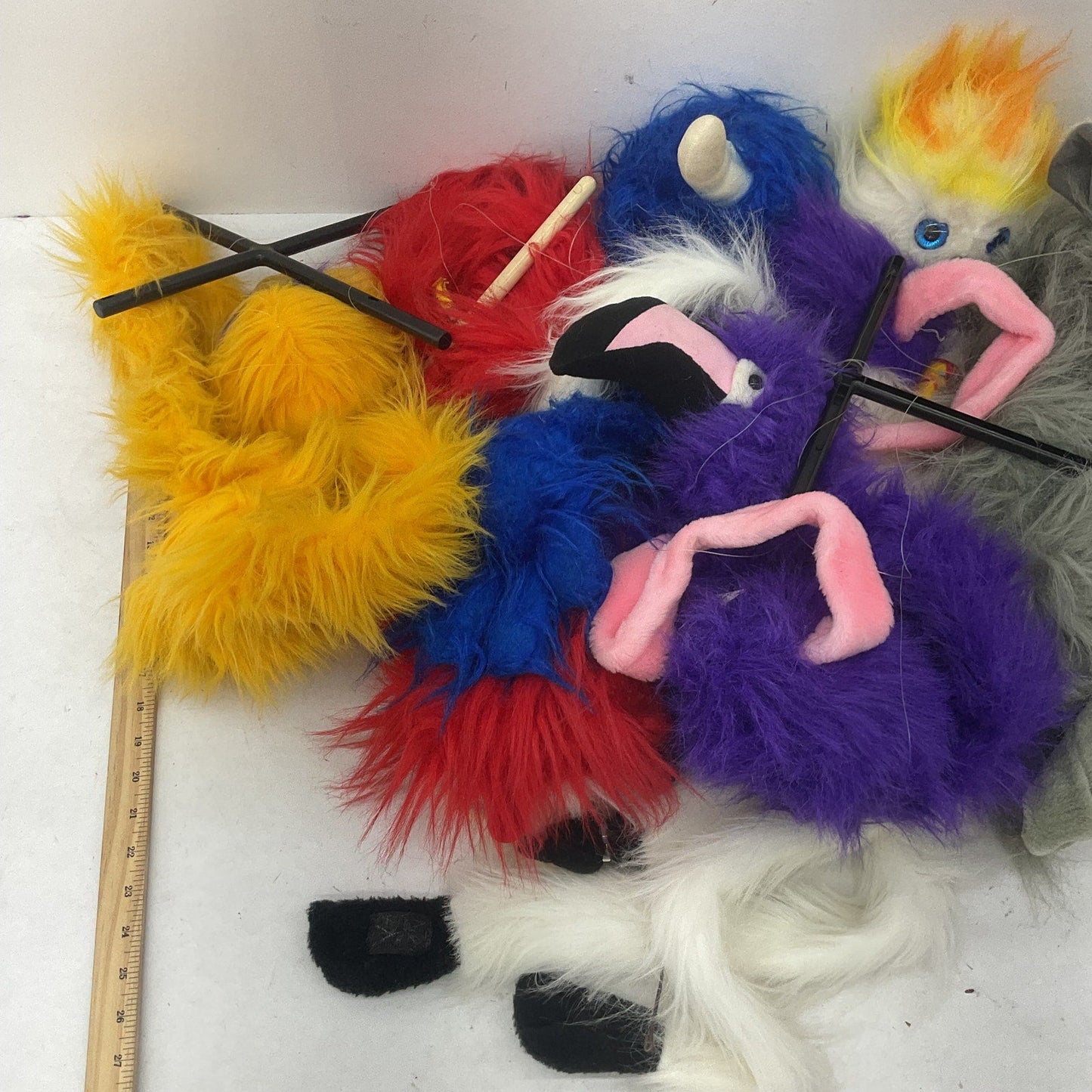 Mixed Furry Monster Marionette Plush Hand Puppets Mixed Preowned LOT 5 lbs - Warehouse Toys