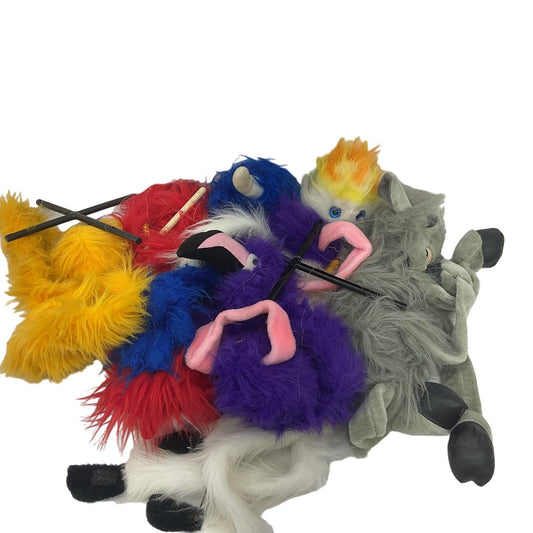 Mixed Furry Monster Marionette Plush Hand Puppets Mixed Preowned LOT 5 lbs - Warehouse Toys