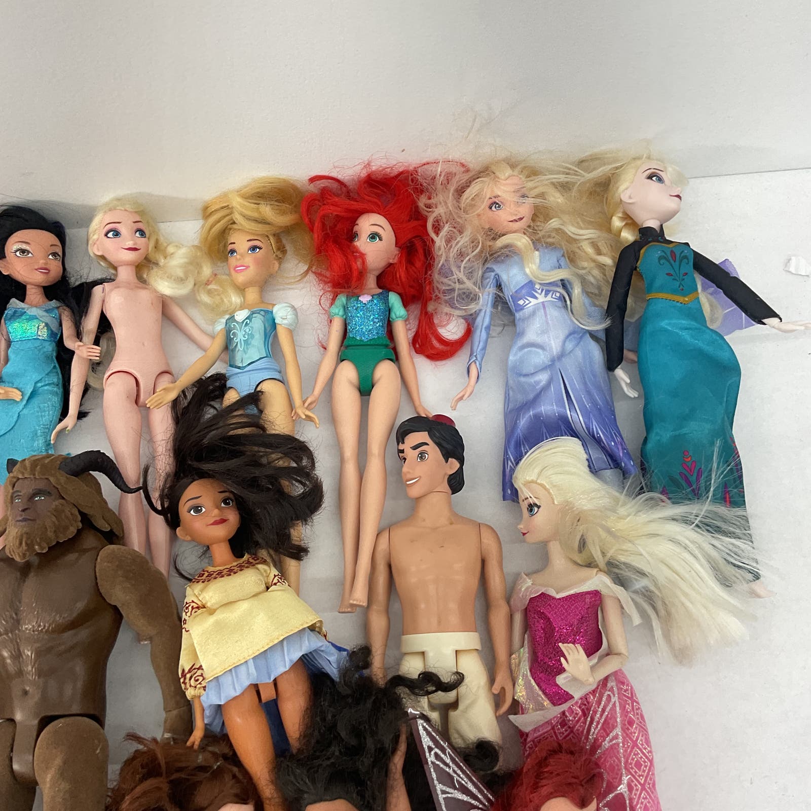 Mixed Loose Used LOT Disney Princess Character Fashion Dolls Belle Moana Frozen - Warehouse Toys