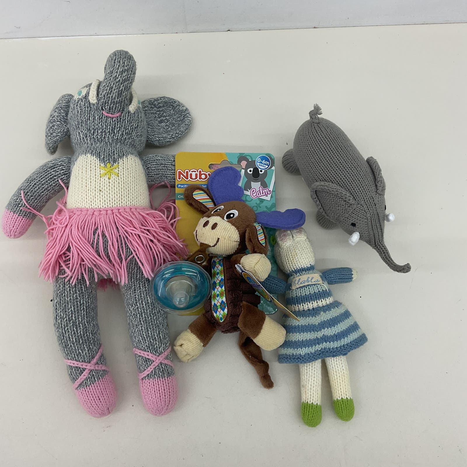 Mixed LOT Bla Bla Nubi Knit Plush Dolls Ballerina Elephant Monkey Bunny - Warehouse Toys