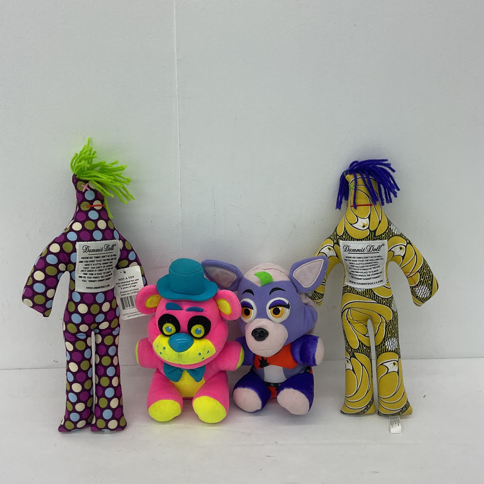 Mixed LOT Dammit Dolls Five Nights At Freddys Foxy Freddy Bear Stress Relief - Warehouse Toys