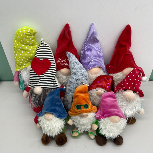 Mixed LOT of 11 Gnomlins Garden Gnomes Plush Collectible Figure Toy Dolls Aurora - Warehouse Toys