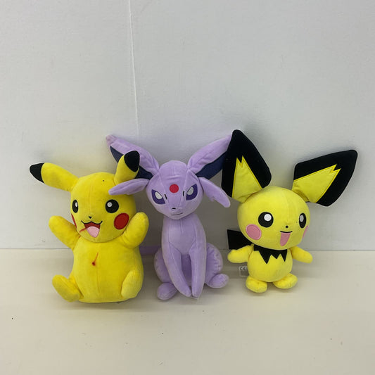 Mixed LOT Pokemon Purple Espeon Yellow Pikachu Pichu Plush Dolls Stuffed Animals - Warehouse Toys