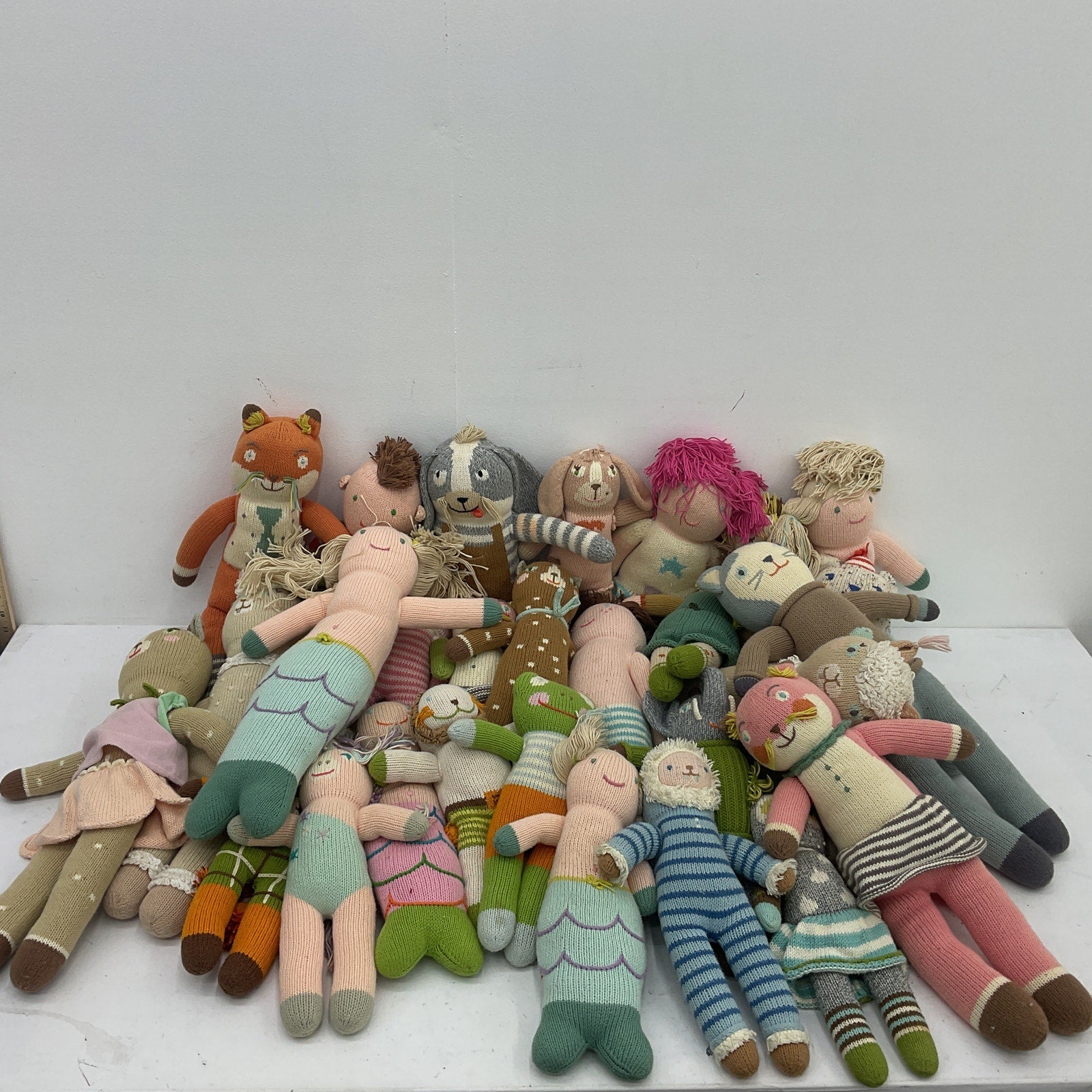 Mixed LOT Preowned 12 lbs Peruvian Knit Blabla Plush Dolls Cat Mermaid Frogf - Warehouse Toys