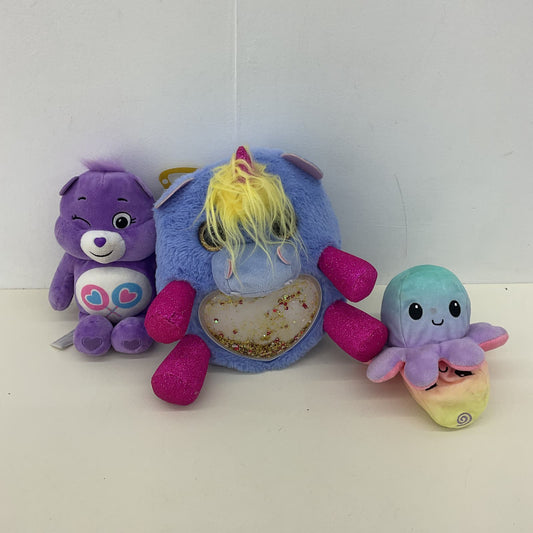 Mixed LOT TCFC Shimmeez Blue Purple Plush Toys Mini Octopus Unicorn Care Bear - Warehouse Toys