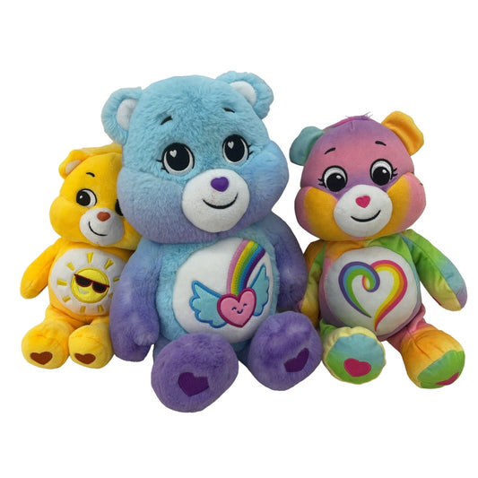 Mixed Modern Care Bears Plush Dolls LOT Blue Yellow Cheer Rainbow Heart - Warehouse Toys