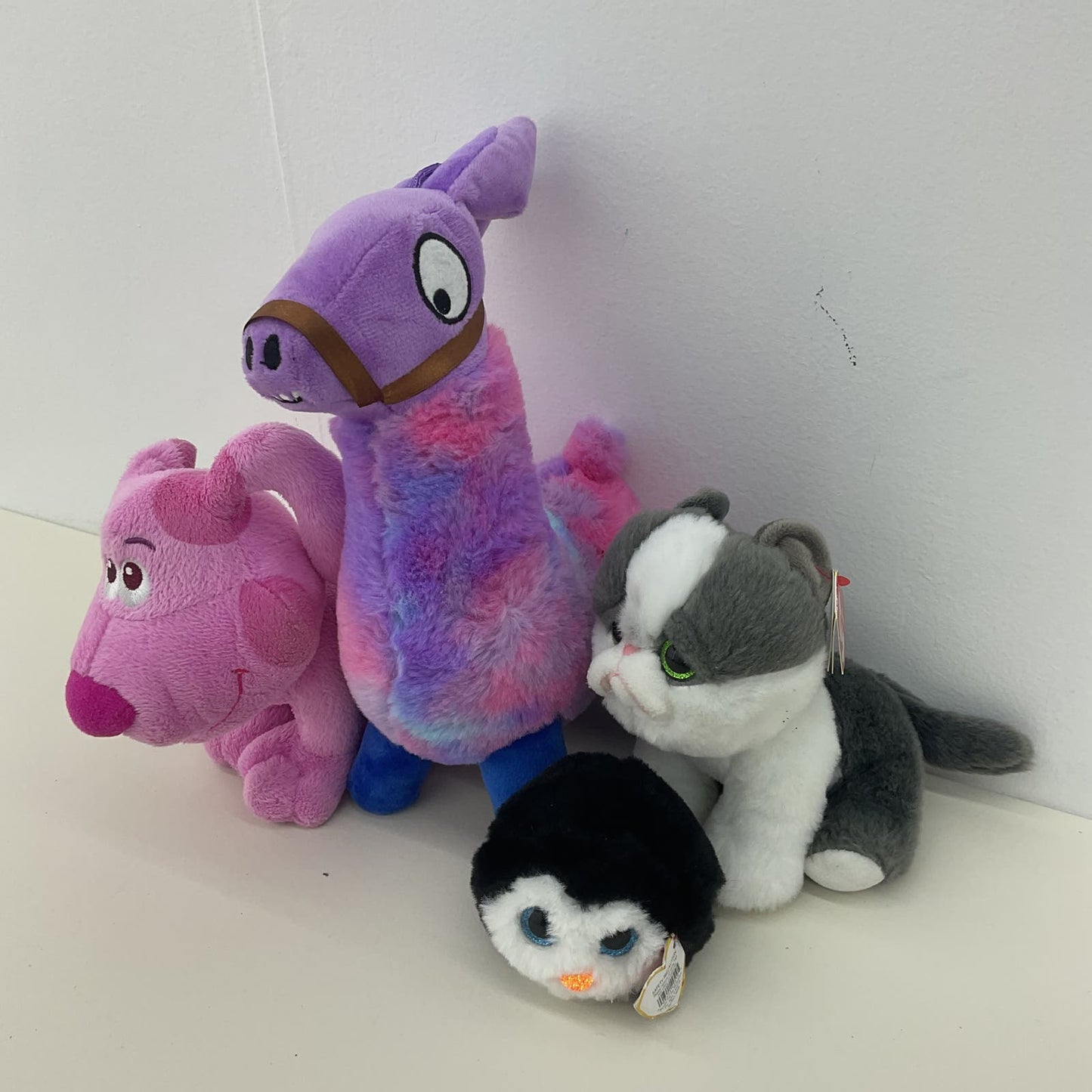 Mixed Plush Dolls Fortnite Llama Blues Clues Magenta TY Penguin Gray Cat Stuffed - Warehouse Toys