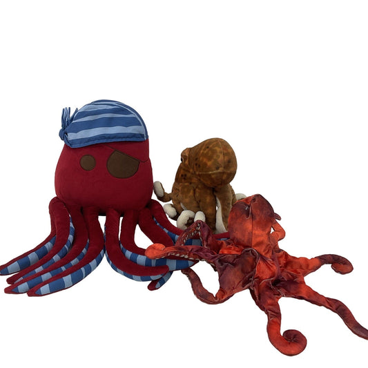 Mixed Plush LOT Sea Creatures Octopus Red Pirate Wild Republic & Other Brands - Warehouse Toys