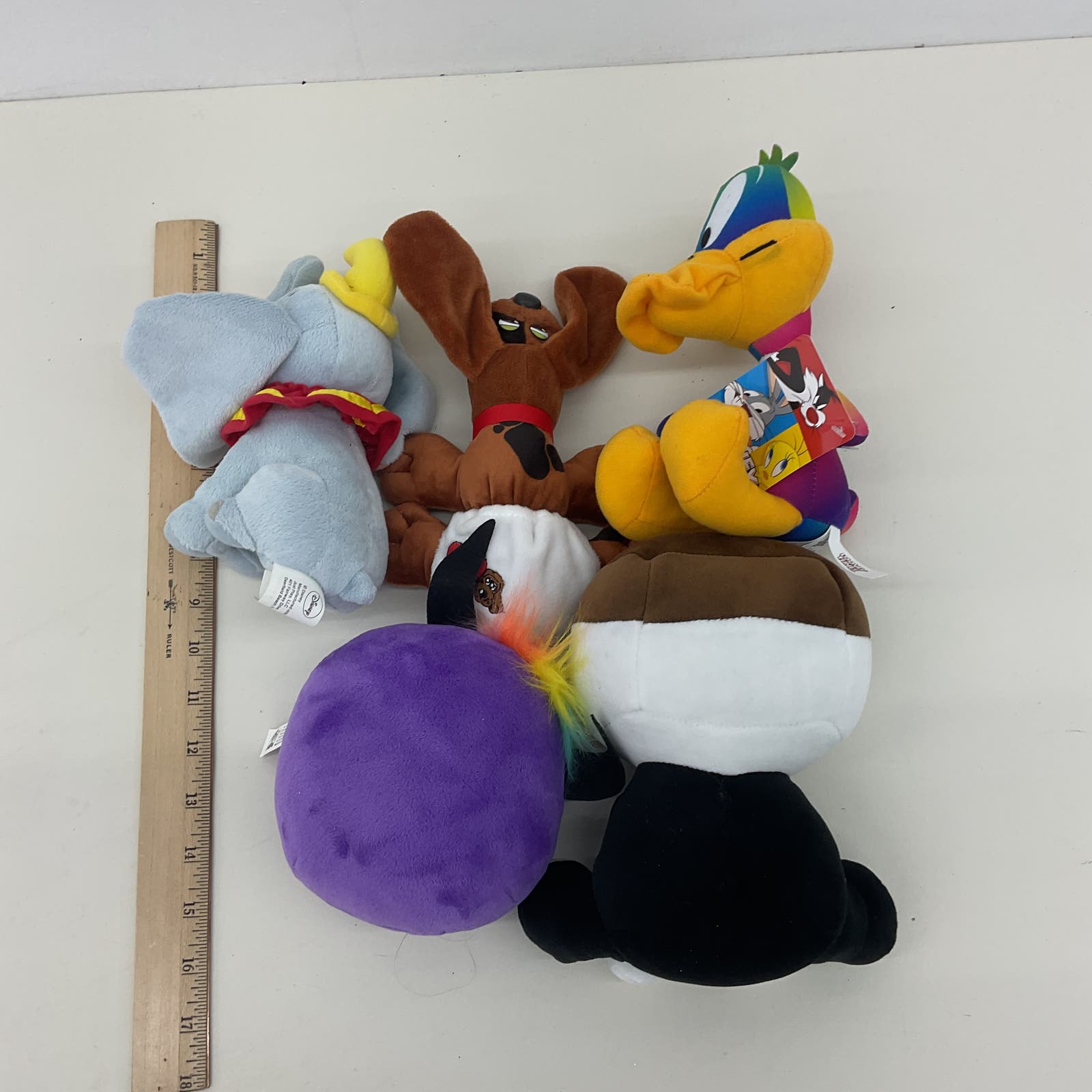 Mixed Plush Toys LOT Pound Puppies Disney Dumbo Looney Tunes Daffy Emoji Devil - Warehouse Toys