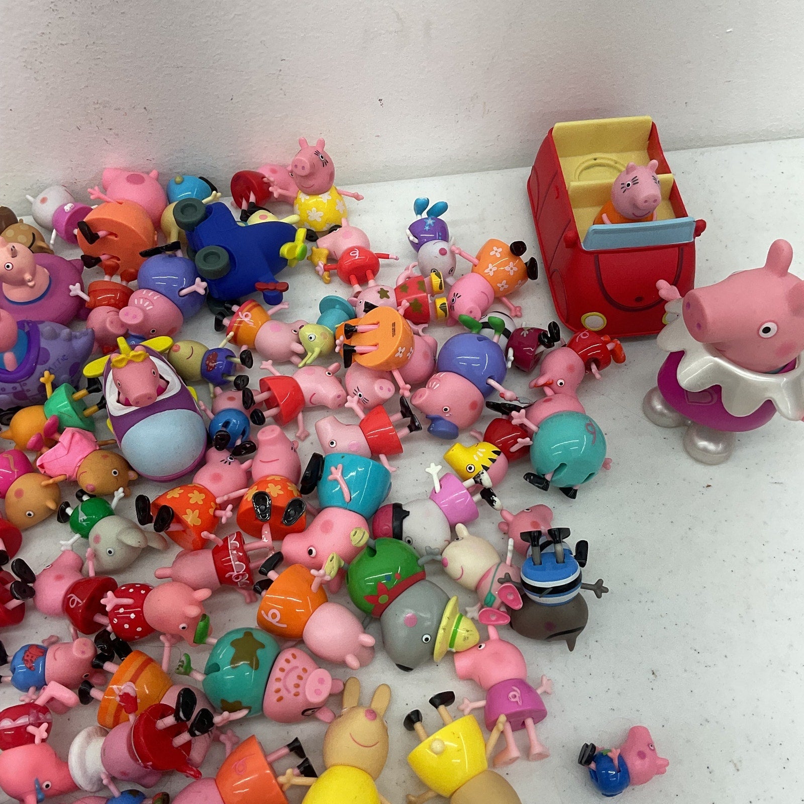 Mixed Preowned 7 lbs LOT Peppa Pig Character Toy Figures Cake Toppers Vehicles - Warehouse Toys