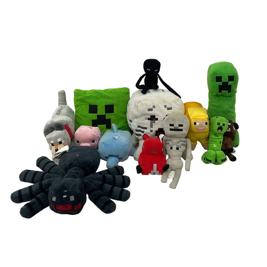 Mixed Preowned LOT 4 lbs Minecraft Plush Dolls Stuffed Toys Black Spider Creeper - Warehouse Toys