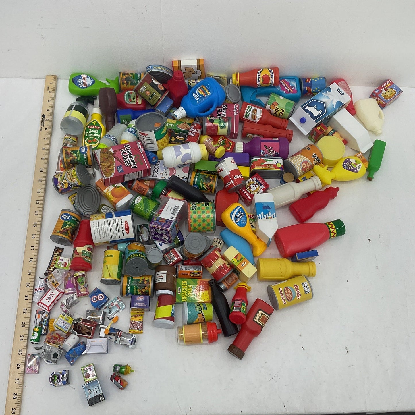 Mixed Preowned LOT 5 lbs Pretend Shop Play Groceries Food Products Canned Goods - Warehouse Toys