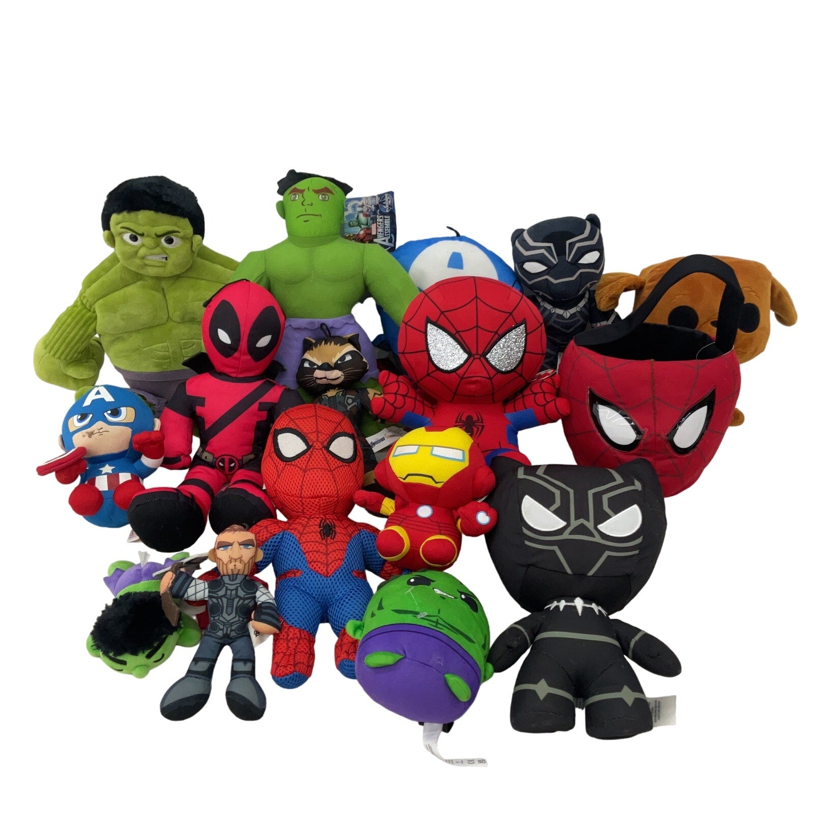 Mixed Preowned LOT Marvel Avengers Spiderman Character Plush Dolls Black Panther - Warehouse Toys