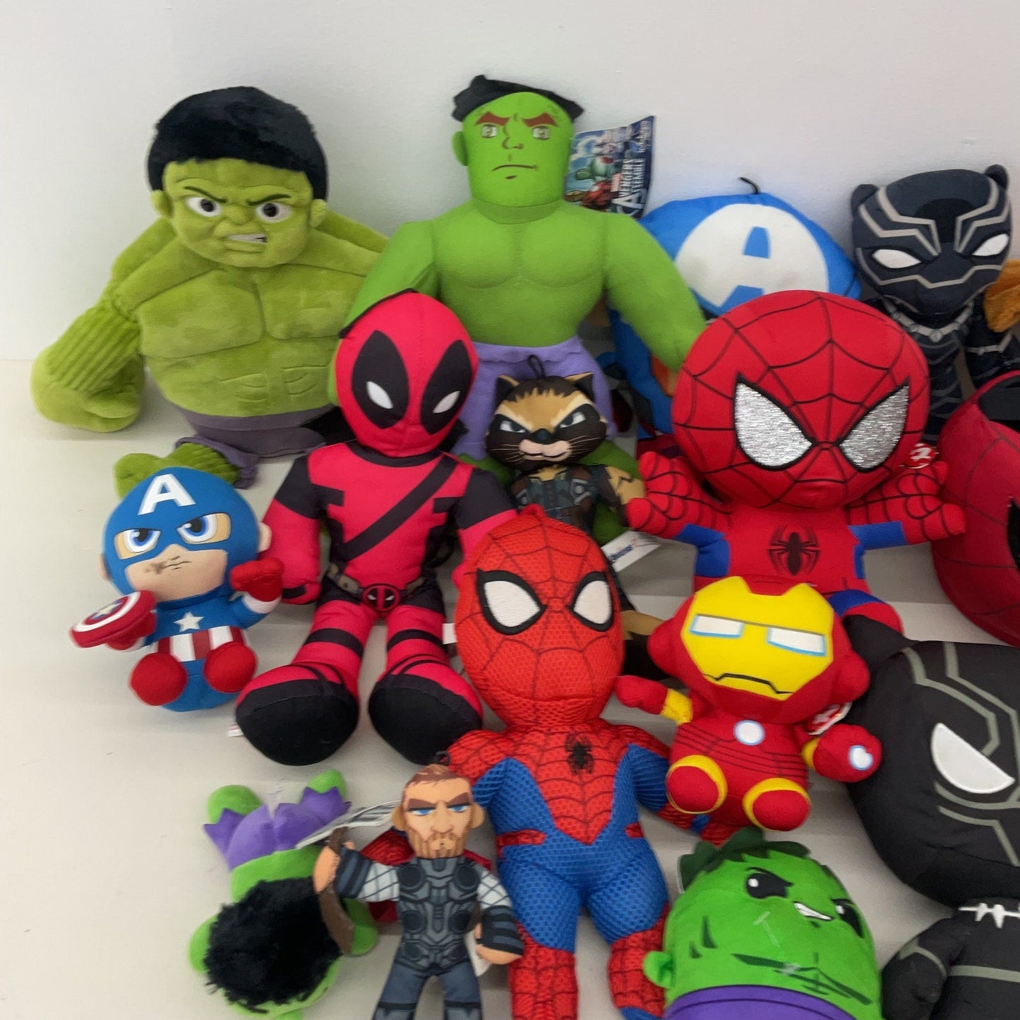 Mixed Preowned LOT Marvel Avengers Spiderman Character Plush Dolls Black Panther - Warehouse Toys