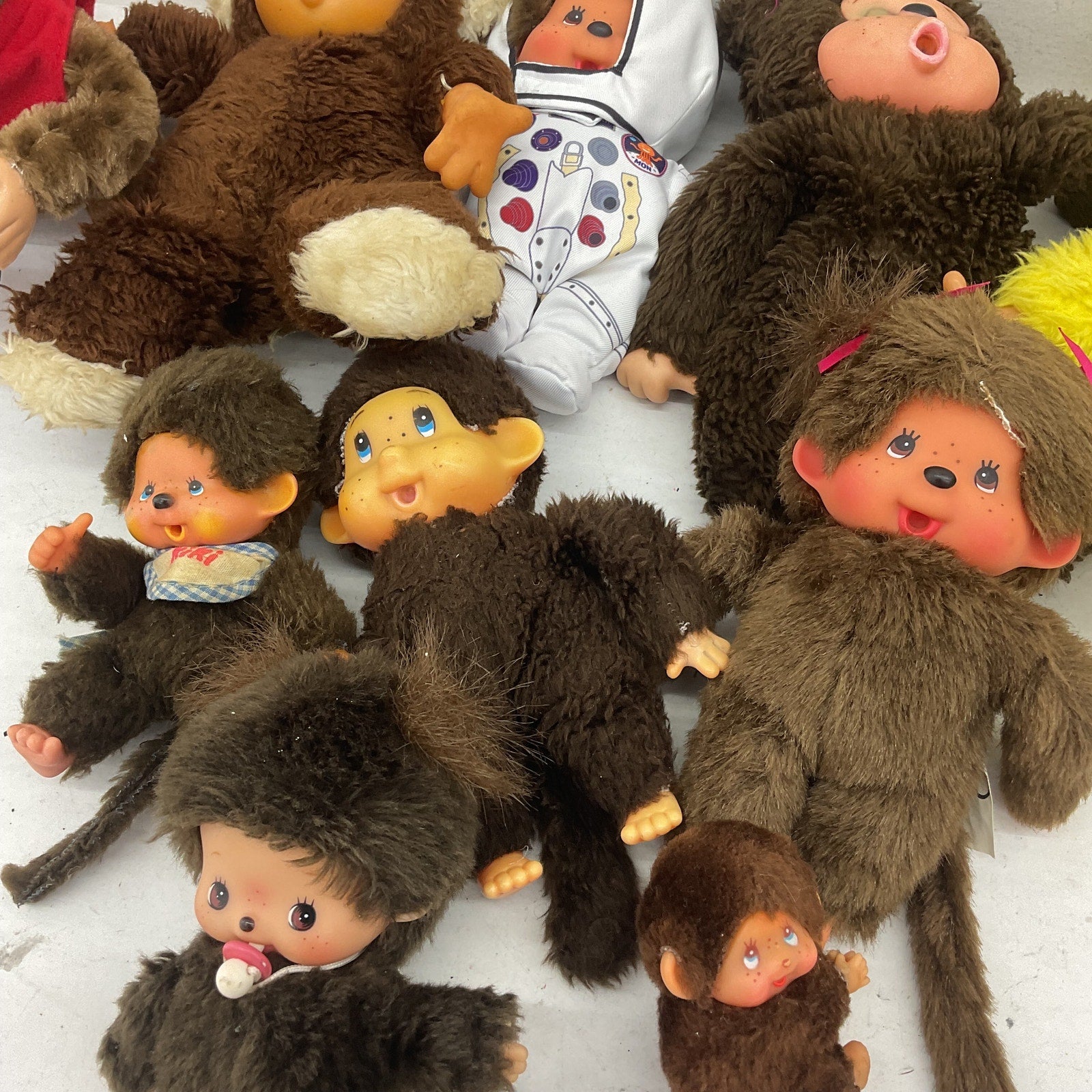 Mixed Preowned LOT Monchichi & Others Rubber Faced Monkey Plush Dolls Cymbal - Warehouse Toys