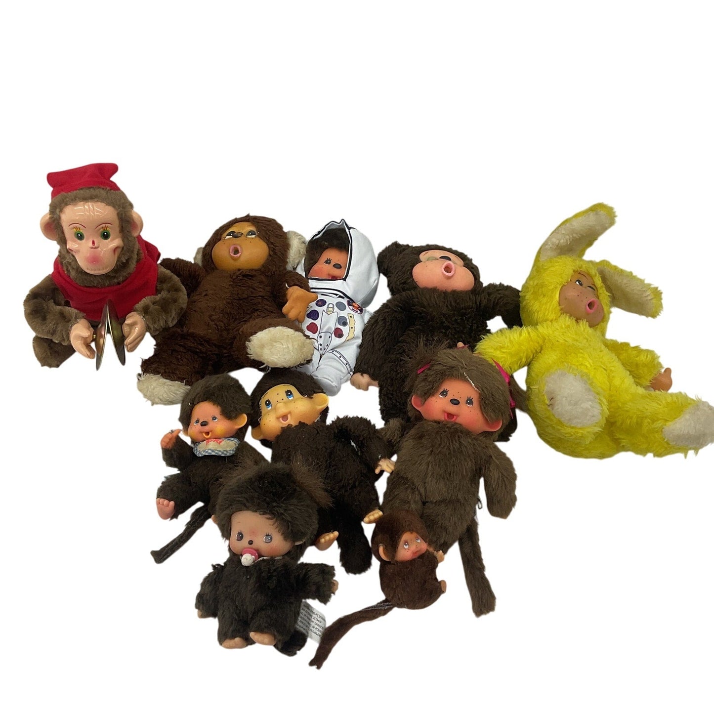 Mixed Preowned LOT Monchichi & Others Rubber Faced Monkey Plush Dolls Cymbal - Warehouse Toys