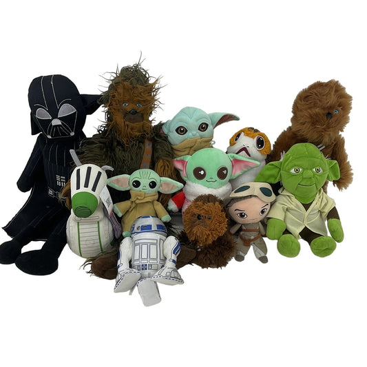 Mixed Preowned Star Wars Character Plush Dolls Chewy Yoda Grogu Darth R2D2 - Warehouse Toys