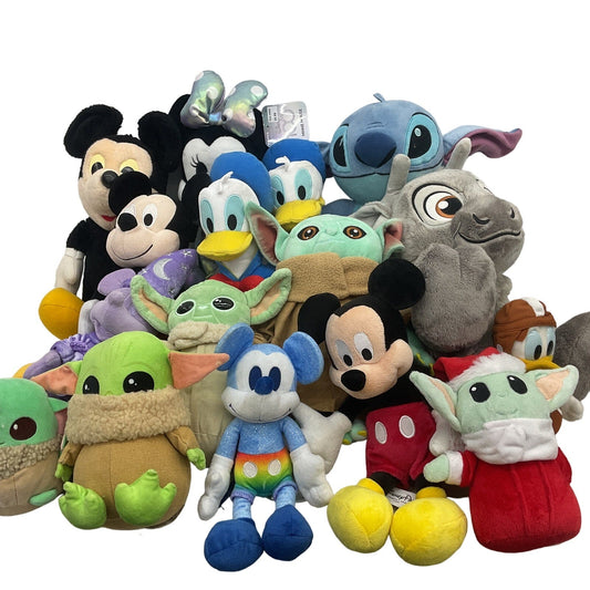 Mixed Random Preowned Disney Character Plush Dolls 6 lbs LOT Mickey Mouse Stitch - Warehouse Toys