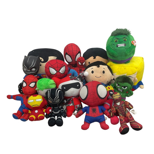 Mixed Super Hero Plush Dolls Stuffed Toys Marvel DC Comics Avengers Preowned - Warehouse Toys