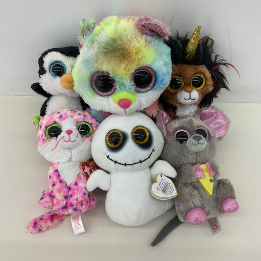 Mixed TY Beanie Babies Boos LOT Ghost Cats Penguin Lion Plush Dolls Toys - Warehouse Toys