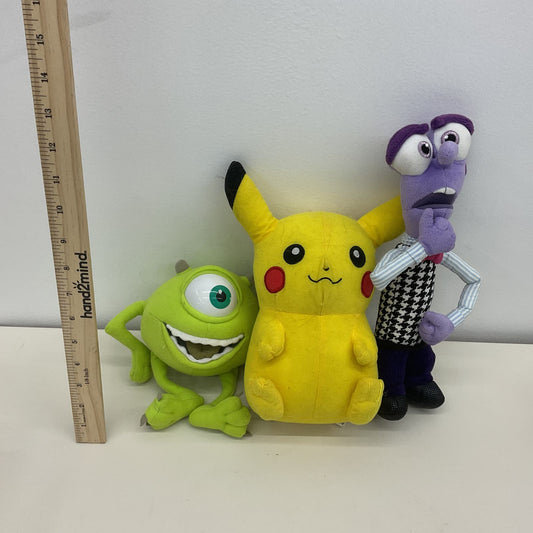 Mixed Used LOT 3 Stuffed Plush Dolls Disney Pixar Monsters Inc Pokemon Pikachu - Warehouse Toys