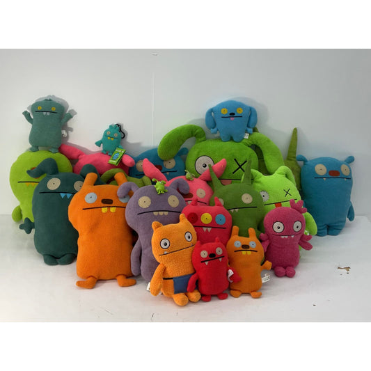 Mixed Used LOT Uglydoll Monster Cute Fleece Colorful Plush Dolls Blue Orange Red - Warehouse Toys