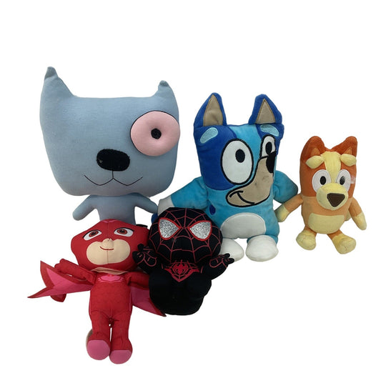 Mixed Various Plush Toys PJ Masks Spiderman Bluey Character Dolls Weird Dog - Warehouse Toys