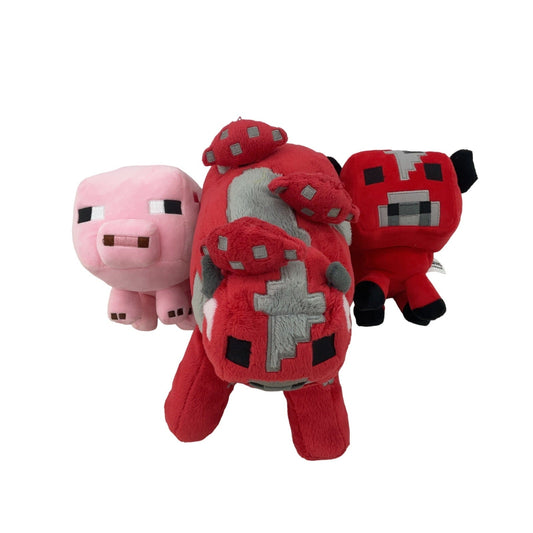 Mojang Minecraft Red Mooshroom Cow & Pink Pig Character Plush Dolls - Warehouse Toys