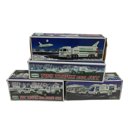 New in Box LOT Hess Diecast Toy Semi Trucks Race Car Space Shuttle 1990s Vintage - Warehouse Toys